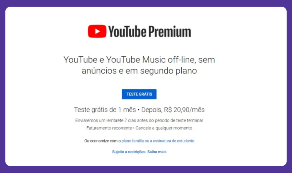 Upsell YouTube Premium